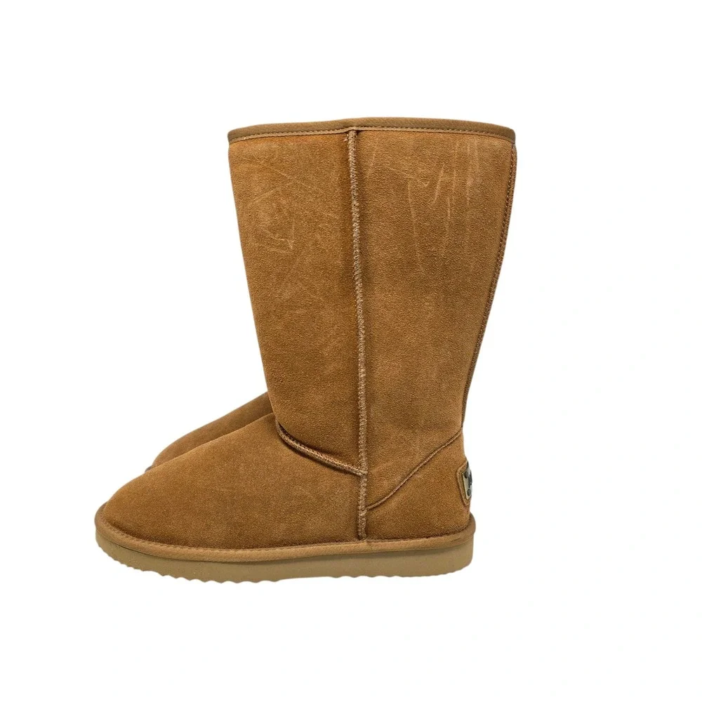AUSLAND Women's Classic Winter Snow Boots Brown‎ Suede Fur Lined Tall 9.5